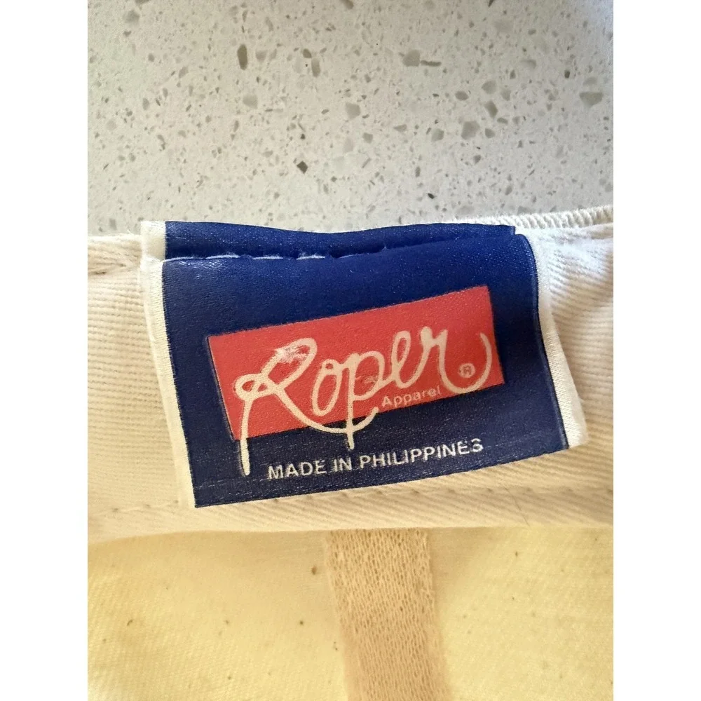 Vintage Roper Hat Cap Strap Back Horse Western Embroidered Beige Black Mens 90s - Picture 5 of 7